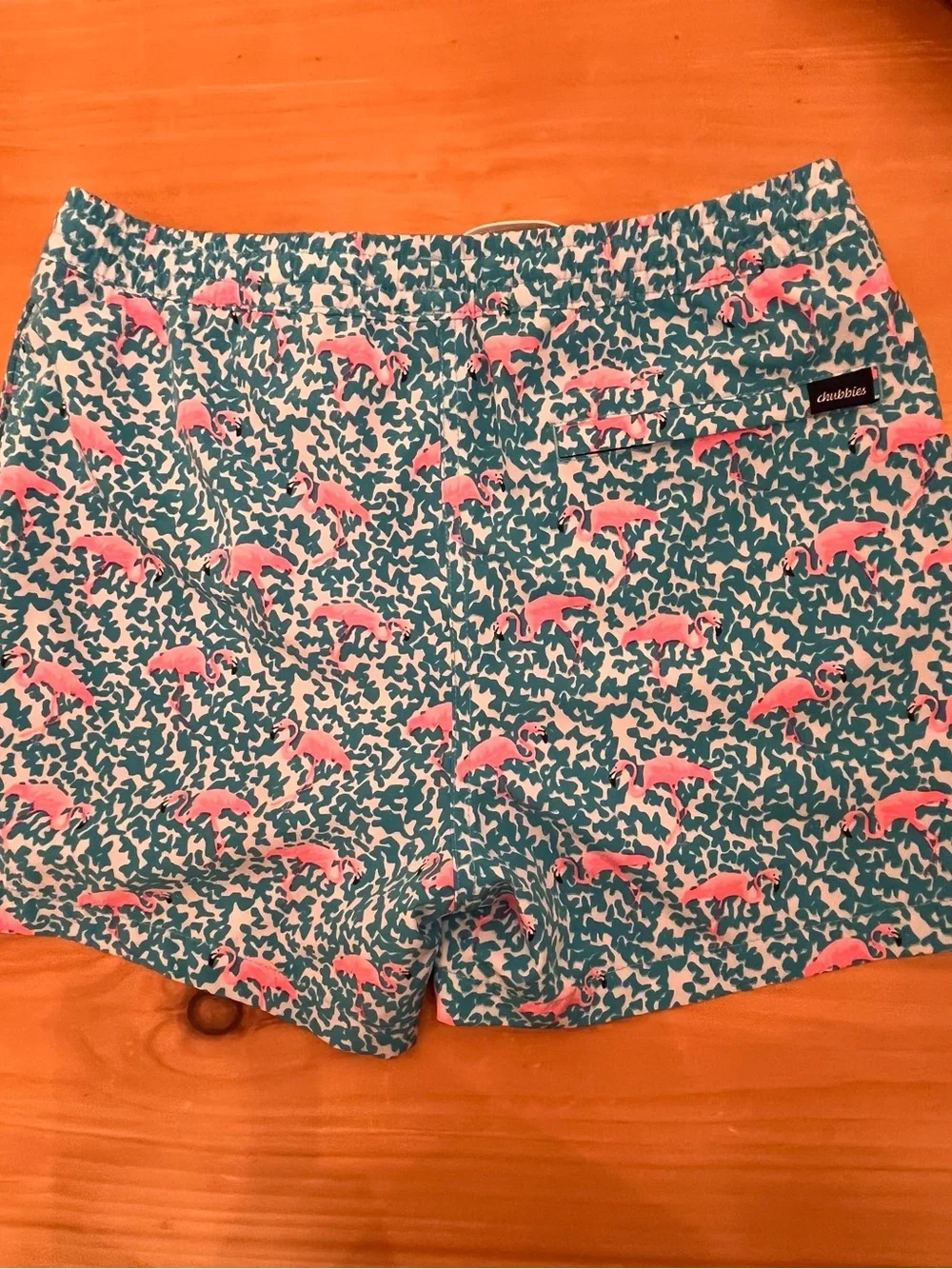 NWOT Chubbies The Domingos Are For Flamingo Swim Trunks Boys’ Large 14/16 Lined